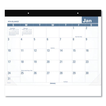 AT-A-GLANCE® Easy-to-read Monthly Desk Pad, 22 X 17, White-blue Sheets, Black Binding, Clear Corners, 12-month (jan To Dec): 2022 freeshipping - TVN Wholesale